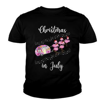 Funny Flamingo Pink Retro Camping Car Christmas In July V5 Youth T-shirt - Thegiftio UK