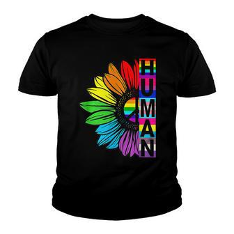 Funny Human Sunflower Lgbt Flag Gay Youth T-shirt - Thegiftio UK