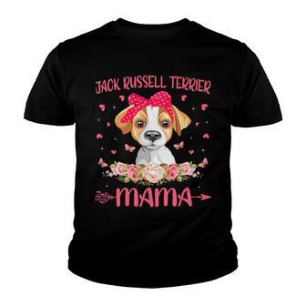 Funny Jack Russell Terrier Mama Dog Mom Flowers Mothers Day Youth T-shirt - Thegiftio UK