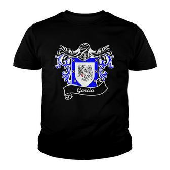 Garcia Coat Of Arms Surname Last Name Family Crest Youth T-shirt | Mazezy UK