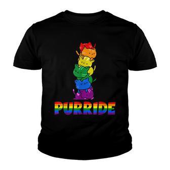 Gay Pride Cat Purride Lgbt Kawaii Cats Gay Youth T-shirt - Thegiftio UK