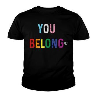 Gay Pride Design With Lgbt Support And Respect You Belong V3 Youth T-shirt - Thegiftio UK