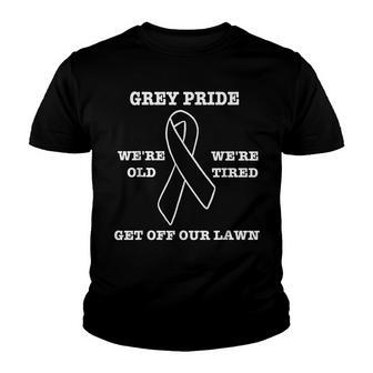Getting Old Sucks Funny Grey Pride Ribbon Youth T-shirt - Thegiftio UK