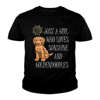 Girl Likes Sunshine And Goldendoodles Dog Youth T-shirt - Thegiftio UK