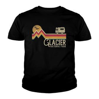 Glacier National Park Retro Style Mountain Vintage Montana Youth T-shirt - Thegiftio UK