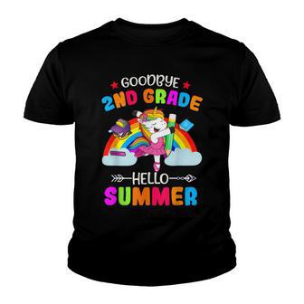 Goodbye 2Nd Grade Hello Summer Unicorn Rainbow 2022 Grad Youth T-shirt - Thegiftio UK