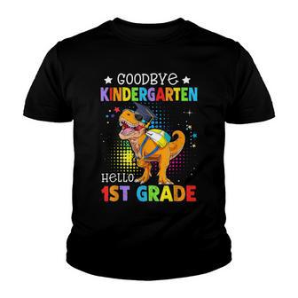 Goodbye Kindergarten Graduation Hello First Grade Dinosaur Youth T-shirt - Thegiftio UK
