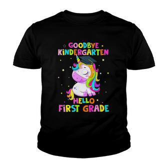 Goodbye Kindergarten Hello 1St Grade Graduation Unicorn Youth T-shirt | Mazezy