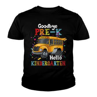 Goodbye Pre-K Hello Kindergarten Students Funny School Bus Youth T-shirt - Thegiftio UK