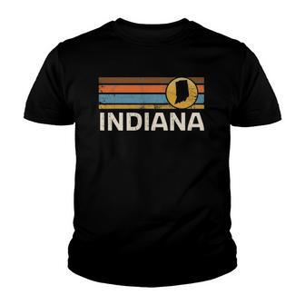 Graphic Tee Indiana Us State Map Vintage Retro Stripes Youth T-shirt | Mazezy