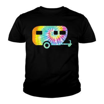 Groovy Camping Tie Dye Camper Rv Trailer Youth T-shirt - Thegiftio UK