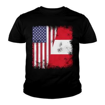 Half Peruvian Flag | Vintage Peru Usa Gift Youth T-shirt - Thegiftio UK