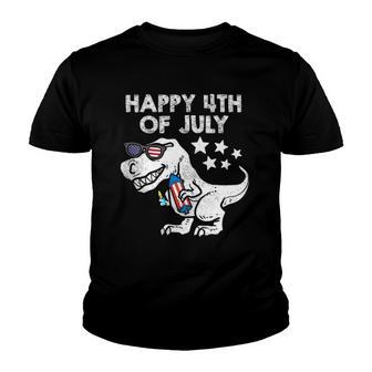 Happy 4Th Of July Boys Toddler Trex Dinosaur American V2 Youth T-shirt - Thegiftio UK