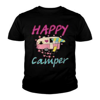 Happy Camper Camping Lover Couple Camp Vacation Youth T-shirt - Thegiftio UK