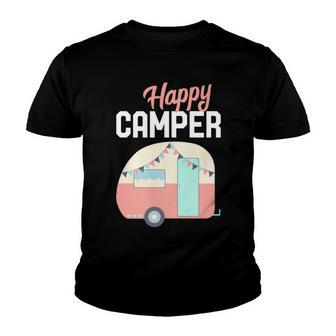 Happy Camper T I Camping Caravan Youth T-shirt - Thegiftio UK