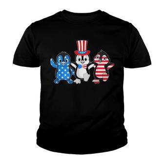 Happy Fourth Of July - Patriotic Animals - Penguin Usa Flag Youth T-shirt - Thegiftio UK
