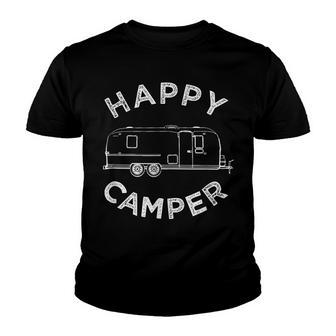 Happy Trailer Camper Retro Camping Caravan Youth T-shirt - Thegiftio UK
