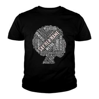 Hashtag Say Her Name Word Cloud Blacktivism Youth T-shirt - Thegiftio UK