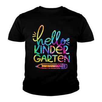 Hello Kindergarten Pencil Back To School Teacher Kid Tie Dye Youth T-shirt - Seseable