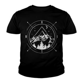 Hiking Camping Mountains Compass Hiker Camper Outdoor Gift Youth T-shirt - Thegiftio UK