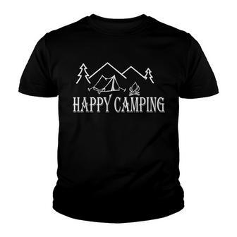 Hiking Gear Men Women Nature Camping Happy Camper Design Youth T-shirt - Thegiftio UK