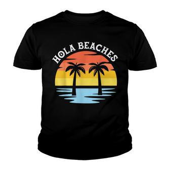 Hola Blue Sea Beaches In Sunset Twin Palm Tress Youth T-shirt - Thegiftio UK