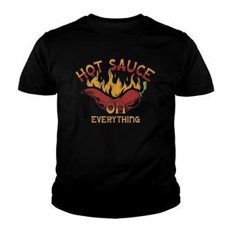Hot Sauce On Everything Vintage Foodie Youth T-shirt | Mazezy