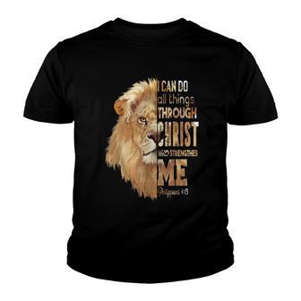 I Can Do All Things Through Christ Lion Christian Youth T-shirt - Thegiftio UK