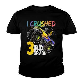 I Crushed 3Rd Grade Monster Truck Graduation Cap Boys Gift Youth T-shirt | Mazezy