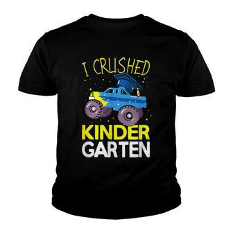 I Crushed Kindergarten Monster Truck Graduation Boys Youth T-shirt | Mazezy