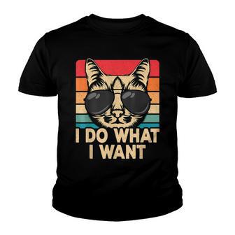I Do What I Want Funny Cat Lover Retro Cat Youth T-shirt - Thegiftio UK