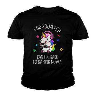 I Graduated Can I Go Back To Gaming Now Unicorn Graduation Youth T-shirt | Mazezy