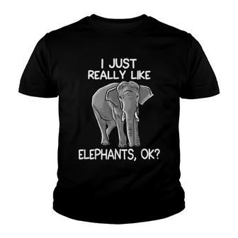 I Just Really Like Elephants Funny Elephant Lover Quote Youth T-shirt - Thegiftio UK