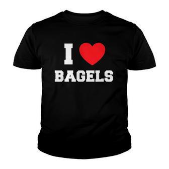 I Love Bagels Beigel Heart Gift Youth T-shirt - Thegiftio UK