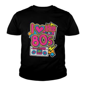 I Love The 80S Retro Cassette Tape Costume Halloween Party Design Youth T-shirt - Thegiftio UK