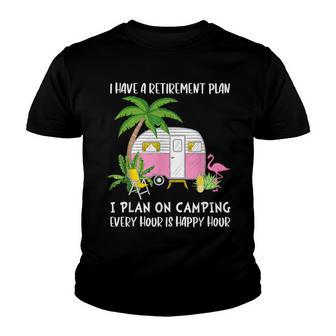 I Plan On Camping Retirement Plan Flamingo Rv Campers Youth T-shirt - Thegiftio UK