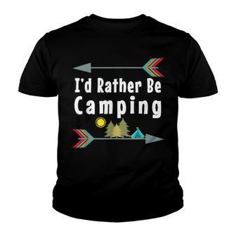 Id Rather Be Camping Funny Camper Hiker Gift Campfire Youth T-shirt - Thegiftio UK
