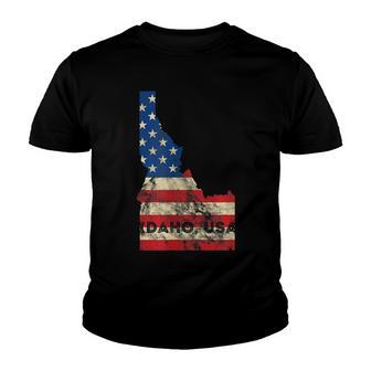 Idaho Usa Flag Patriotic Retro Vintage Youth T-shirt - Thegiftio UK