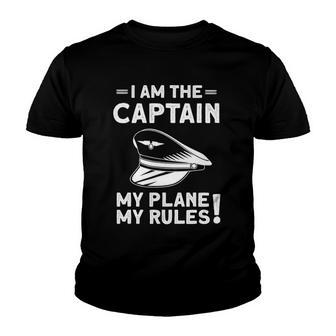 Im The Captain - Funny Airplane Pilot Aviation Youth T-shirt | Mazezy