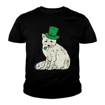 Irish Snow Arctic Fox Leprechaun Animal Cute St Patricks Day Youth T-shirt | Mazezy