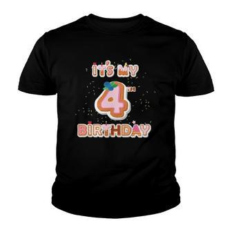 Its My 4Th Birthday Donut - 4 Years Old B-Day Girl Youth T-shirt | Mazezy