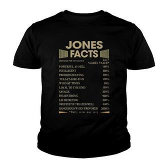 Jones Name Gift Jones Facts Youth T-shirt - Seseable