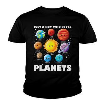 Just A Boy Who Loves Planets Solar System Space Science Youth T-shirt - Thegiftio UK