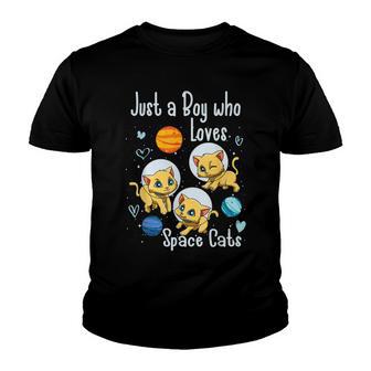 Just A Boy Who Loves Space Lover Cats Youth T-shirt - Thegiftio UK