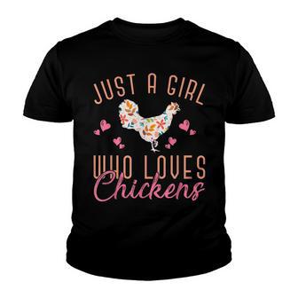 Just A Girl Who Loves Chickens Farmer Women Chicken Youth T-shirt - Thegiftio UK