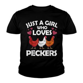 Just A Girl Who Loves Peckers Chicken Youth T-shirt - Thegiftio UK