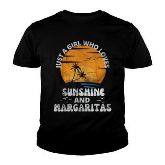Just A Girl Who Loves Sunshine And Margaritas Summer Outfit Youth T-shirt - Thegiftio UK