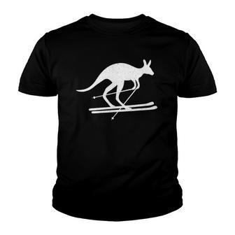 Kangaroo Skiing Fun Winter Sports Australia Travel Gift Youth T-shirt | Mazezy