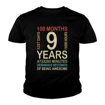 Kids 9Th Birthday 9 Years Old Vintage Retro 108 Months Boygirl Ki Youth T-shirt | Mazezy DE