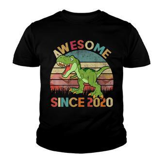 Kids Dinosaur 2Nd Birthday 2 Year Old Awesome Since 2020 Youth T-shirt - Seseable